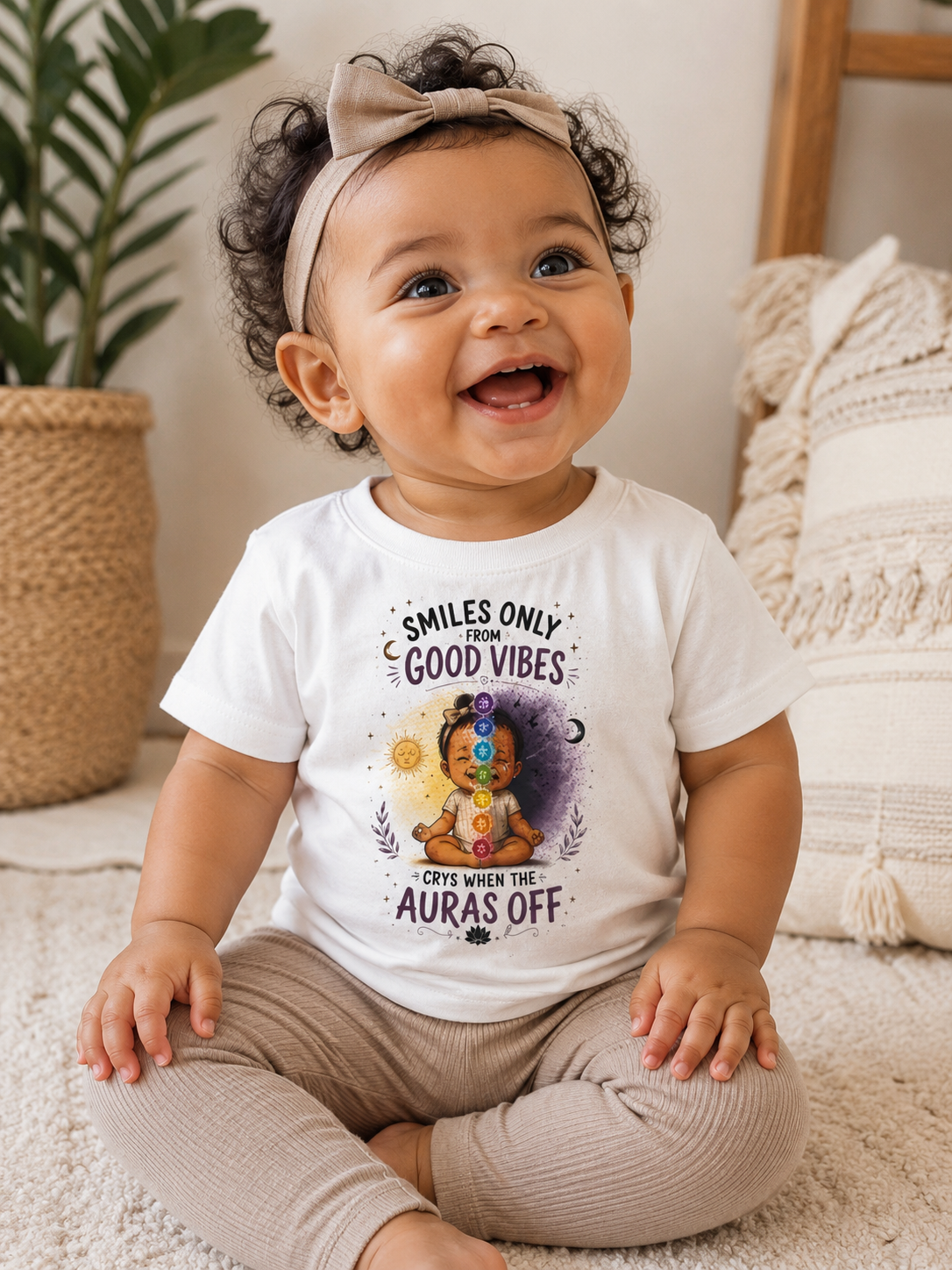 Good Vibez Only™ Baby Tee | “Cries When The Aura’s Off” Infant Graphic Shirt