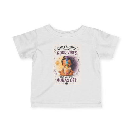 Good Vibez Only™ Baby Tee | “Cries When The Aura’s Off” Infant Graphic Shirt